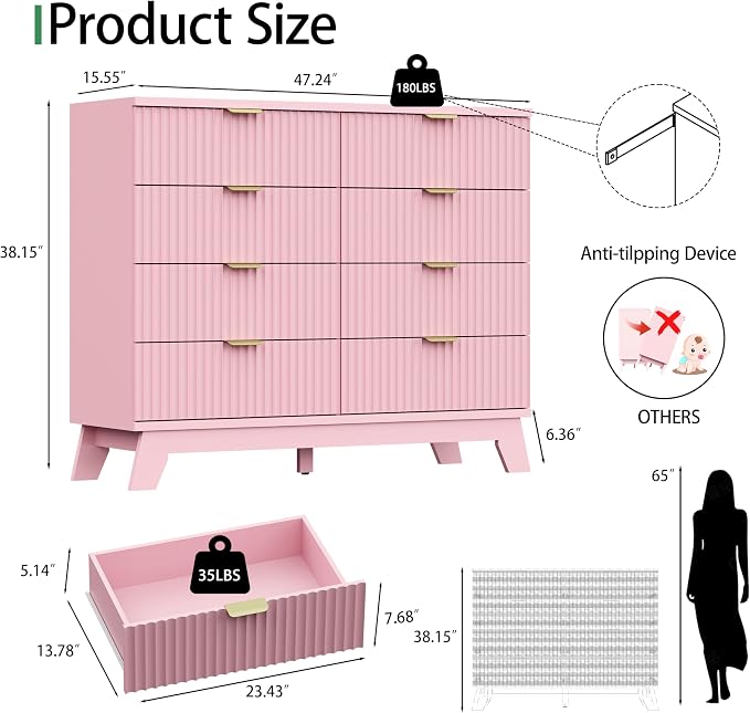 Xixini Fluted Dresser for Bedroom - Image 2