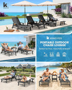 KINGYES HDPE Lounge Chair Outdoor Set of 4, Patio Chaise Lounge Recliner - Image 9
