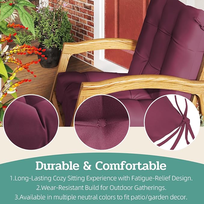 Outdoor Chair Cushion, High Back Soft Seat Pad - Image 6