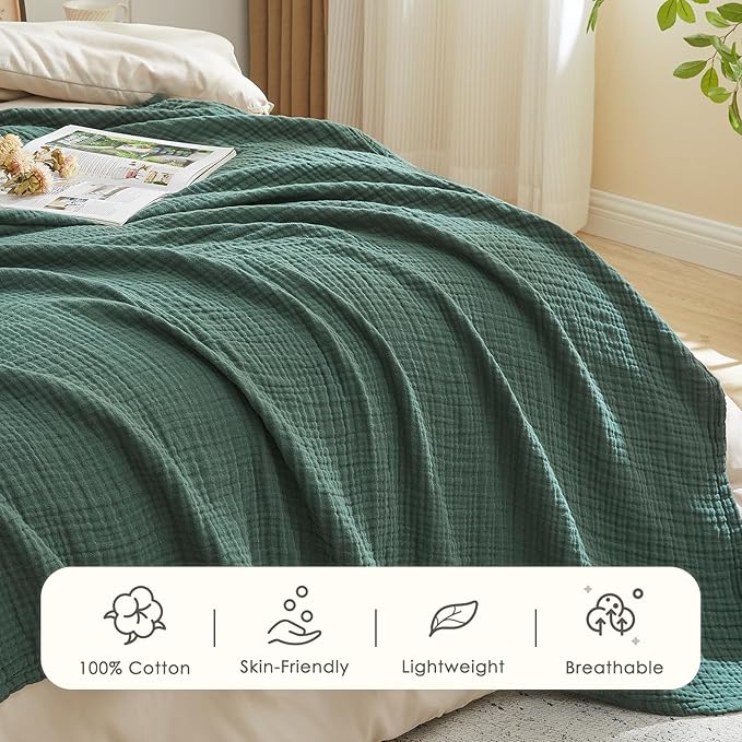 EMME Muslin Blankets for Adults Throw Blanket for Couch Breathable Gauze Soft - Image 4