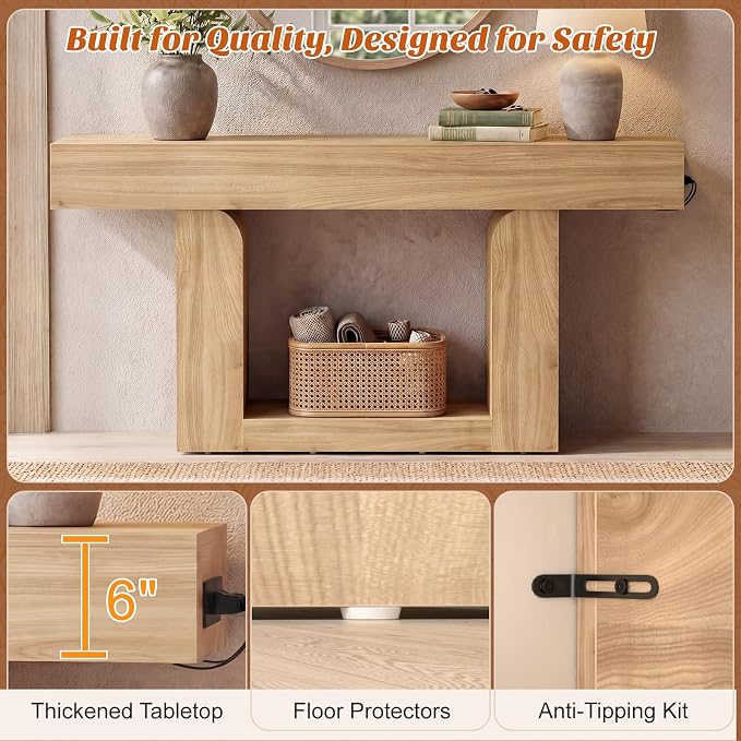 Homieasy Console Table, Farmhouse Wooden Sofa Table Behind Couch, Narrow - Image 6