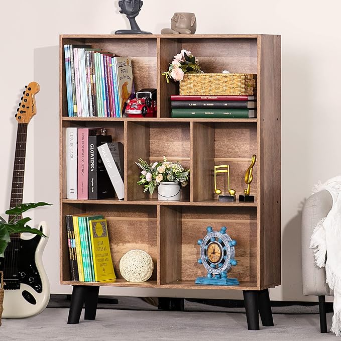 LEYAOYAO 7 Cube Bookshelf 3 Tier Modern Bookcase - Image 5