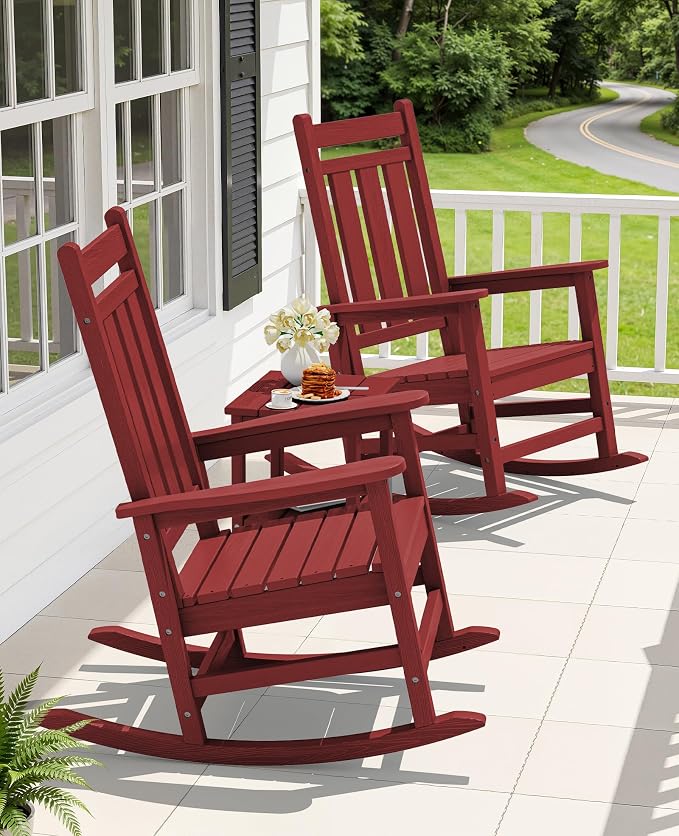 KINGYES Oversized Outdoor Rocking Chair, All-Weather Patio Rocking Chairs - Image 2