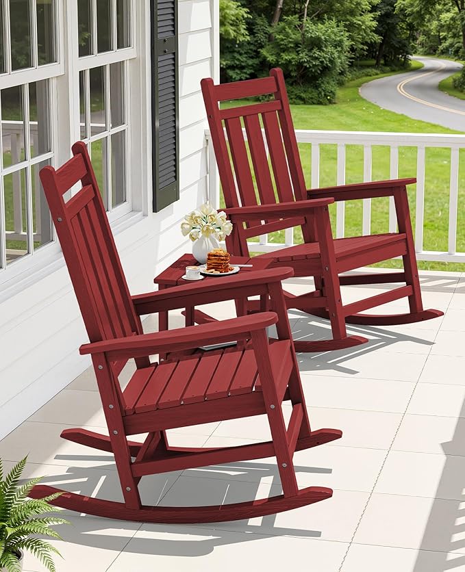 KINGYES Oversized Outdoor Rocking Chair Set of 4, All-Weather Patio Rocking - Image 2