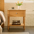 AMERLIFE 24" Wood Nightstand Set of 2, Vintage Bedside Table - Image 3