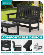 SERWALL Outdoor Bench with Cup Holder, Oversized 58" HDPE Porch Bench Suitable - Image 5