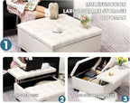 36" Large Square Ottoman with Storage, Tufted Upholstered Storage Ottoman with - Image 3