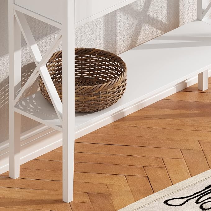 ChooChoo Console Table with Drawers, Narrow Wood Accent Sofa Table Entryway - Image 4