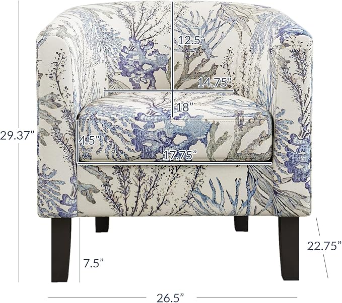 BELLEZE Living Room Chairs Set of 2, Linen Round Accent Barrel Chairs, Club Tub - Image 3