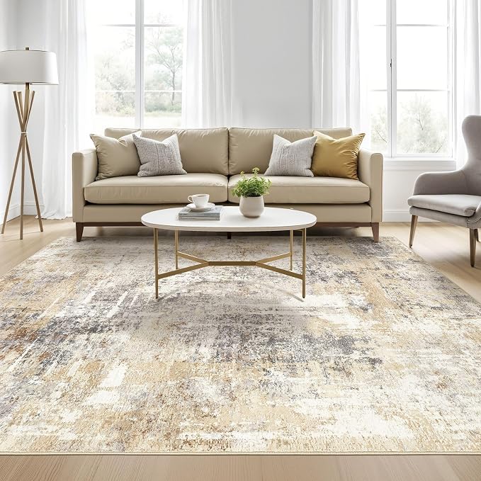 LOONGRUG Square Rug 7x7 Washable Large Neutral Modern Abstract Area Rugs | Soft - Image 5