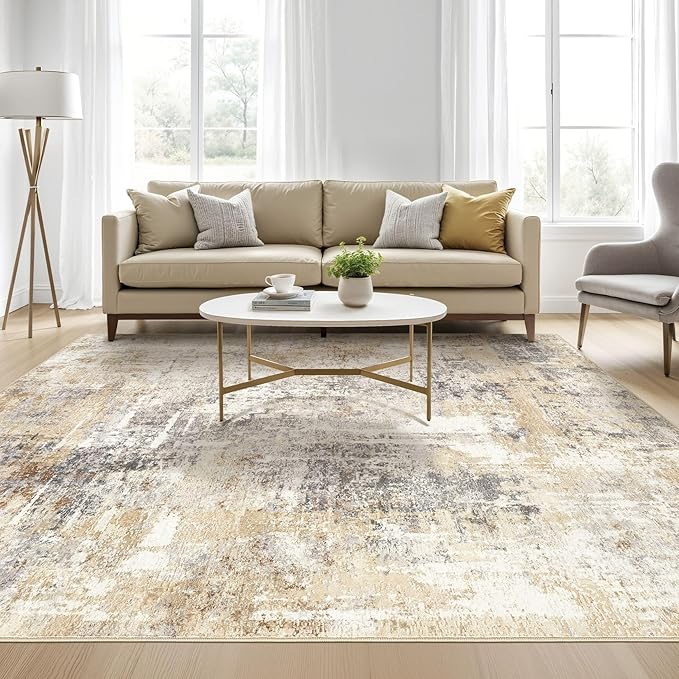 LOONGRUG Square Rug 8x8 Washable Large Neutral Modern Abstract Area Rugs | Soft - Image 5