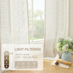 Natural Linen Semi Sheer Curtains 80 Inch Length, Light Filtering | Neutral - Image 4
