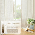 Natural Semi Sheer Linen Curtains 60 Inch, Light Filtering Panels | Neutral - Image 4