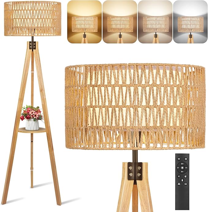 OUTON Boho Rattan Tripod Floor Lamp by OUTON