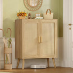 Iwell Storage Cabinet with 2 Shelves, Rattan Cabinet with 2 Doors, Sideboard - Image 7