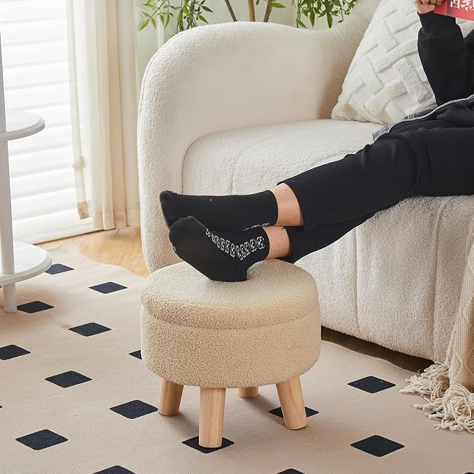 Wimarsbon Storage Ottoman, Modern Round Footrest - Image 7