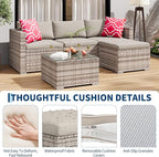 GAOMON 5-Piece All-Weather Patio Furniture Set, Convertible Outdoor Sectional - Image 4