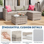 5-Piece Outdoor Sectional Sofa Set, All-Weather PE Rattan Patio Furniture - Image 3