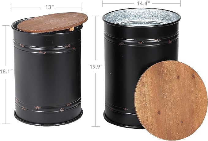 Rustic Storage Ottoman Seat Stool, Farmhouse Accent Side Table, Antique - Image 3