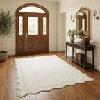 GarveeHome 3x5 Scalloped Washable Area Rug Non Slip Bedroom Entryway Rug | Soft - Image 2