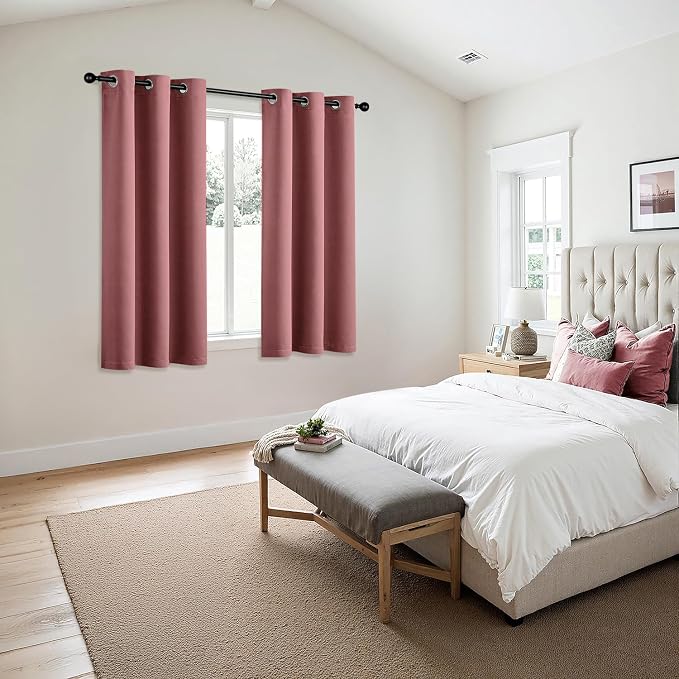 MIULEE Blackout Curtains for Bedroom 2 Panels 40 x 45 Inch Long Dusty Rose | - Image 6