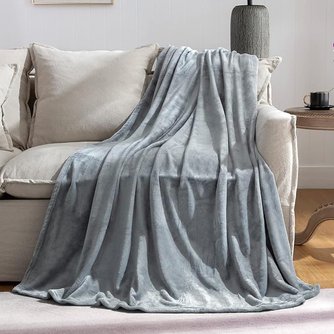 Grey Fleece Plush Throw Blanket 50"x60"for Couch Sofa Fuzzy Cozy Flannel | by JIAHANNHA