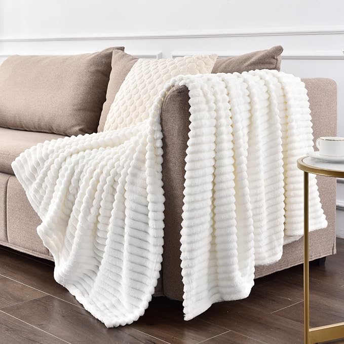 BEDELITE Ribbed Jacquard Off White Blankets Queen Size - Image 9