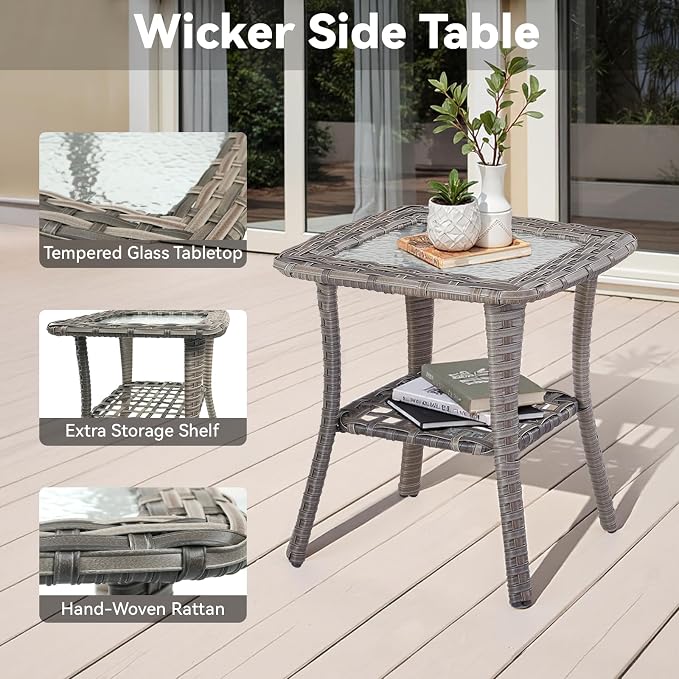 3 Pieces Patio Furniture Set-High Back Swivel Patio Chairs Set of 2 - Image 7