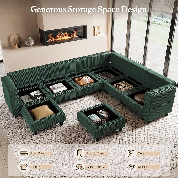 Belffin 114.2" 8 Seats Modular Sectional Sofa U Shaped Couch - Image 3