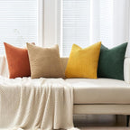 MIULEE Fall Corduroy Decorative Throw Pillow Covers Green-Rust 18x18 | Set of 4 - Image 5