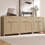 SICOTAS Sideboard Buffet Storage Cabinet Set of 3, Rattan Credenza Buffet Table by SICOTAS