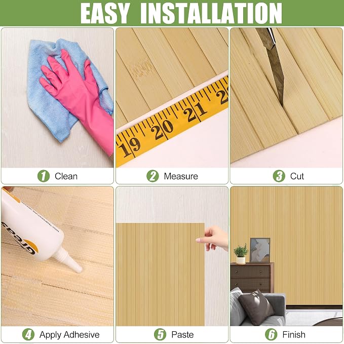 2 Pack Bamboo Wall Panel for Interior Wall Decor, Renewable Pole Wrap - Image 5