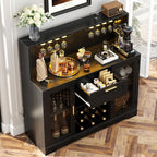 Unikito Wine Bar Cabinet with LED Light, Liquor Cabinet with Wine Rack and - Image 6