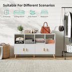 8-Cube Storage Organizer with Doors & 5 Solid Wood Legs, Mid-Century Modern - Image 6