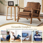 VINGLI Solid Wood Wide Armrests Accent Chair Set of 2, Upholstered Mid Century - Image 7