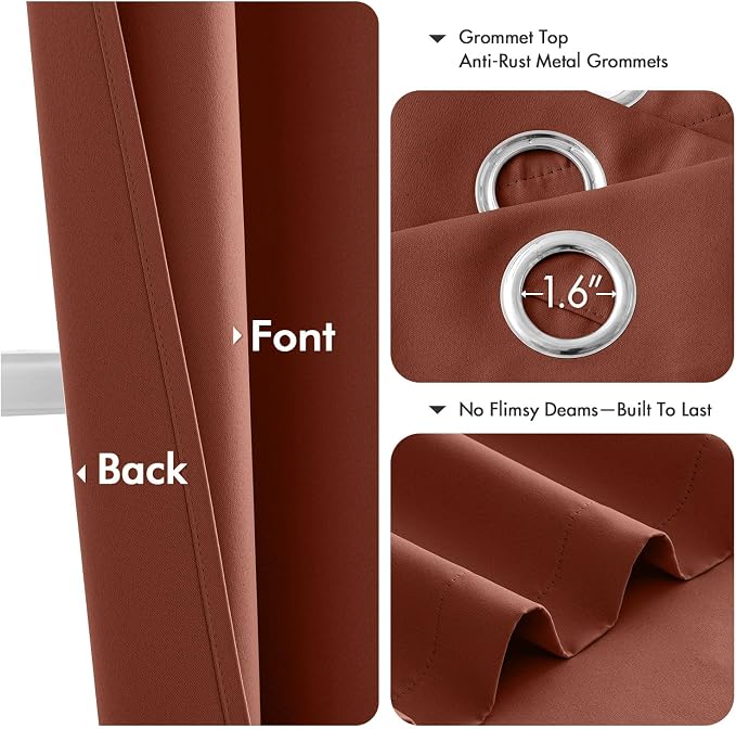 MIULEE Fall Blackout Curtains for Bedroom 2 Panels 40"x54" Long Terracotta | - Image 4