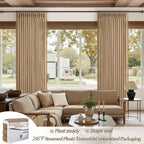 Rust Brown Pleated Flax Linen 102 Inch Extra Long Curtains - Image 5