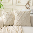 Set of 2 Soft Moroccan Throw Pillow Covers 18x18 Inch Plush Boho Decorative by Cozoomy