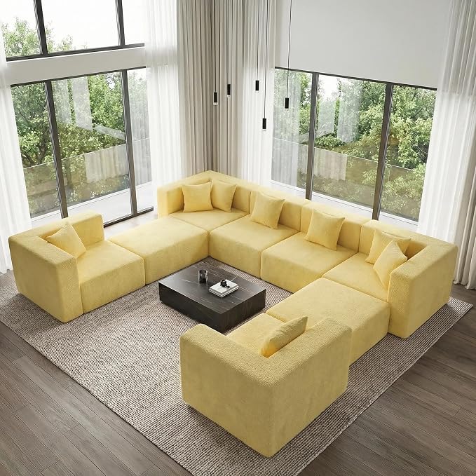 MONVANE Modular Sectional Sofa, Oversized 8 Seat Convertible U Shaped Couch - Image 8