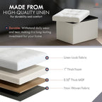Ornavo Home Small Storage Ottoman, Foldable Collapsible Rectangle Linen Ottoman - Image 5
