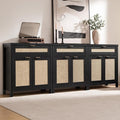 SICOTAS Sideboard Buffet Storage Cabinet Set of 3, Rattan Credenza Buffet Table by SICOTAS