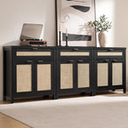 SICOTAS Sideboard Buffet Storage Cabinet Set of 2, Rattan Credenza Buffet Table - Image 9