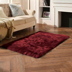 duduta Burgundy Faux Sheepskin Fur Rug 3x5 ft, Fluffy Carpet Rug | Shag Fuzzy - Image 5