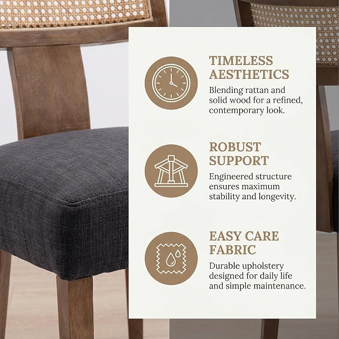VESCASA Linen Upholstered Dining Chairs - Image 4