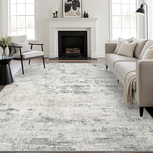 10x14 Area Rug Living Room: Modern Washable Indoor Soft Carpet Gray | by FXRHLP