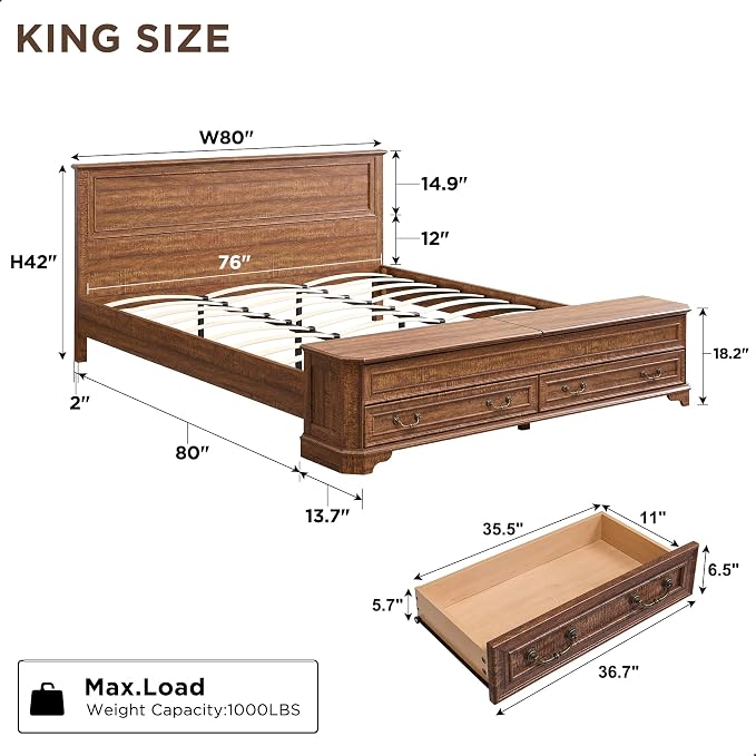 T4TREAM Farmhouse King Bed - Image 2