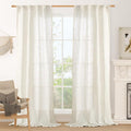 Cream Linen Curtains for Living Room 84 inch Length 2 Panels | Light Filtering by LAMIT