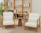 Modern Accent Chair and Ottoman Set, Mid-Century Faux Leather Upholstered - Image 9