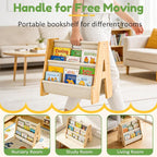 XiaZ Kids Bookshelf Wooden Montessori Toddler Bookshelf Solid Pine A-Frame - Image 3