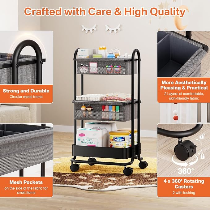 Modanais Baby Diaper Caddy Organizer Cart - Image 3